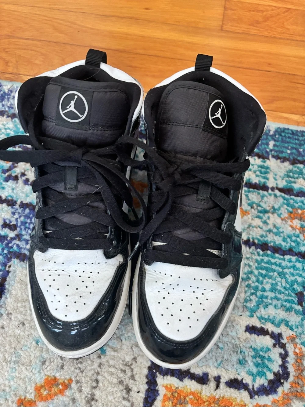 Jordan Kids Black and White High-Top Sneakers